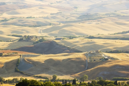 view of typical Tuscany landscape in summer, Italyの写真素材