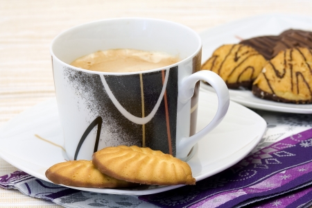 Coffee and chocolate cookiesの写真素材