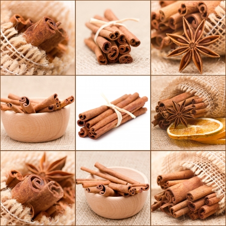 cinnamon collageの写真素材