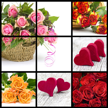 colourful roses and hearts - collageの写真素材