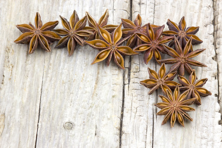 star anise on wooden backgroundの写真素材