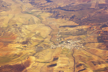 Aerial view of Spain with fieldsの写真素材