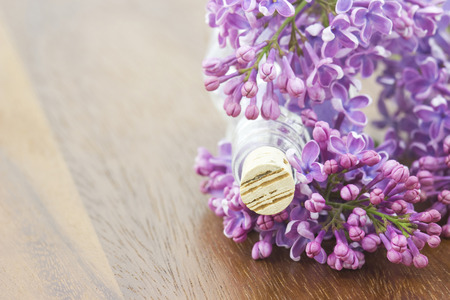 bath salt and flowers of lilacの写真素材