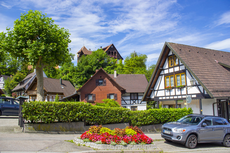 SASBACHWALDEN - JULY 29 2017: Traditional style houses in the Schwarzwald region, Germany.のeditorial素材