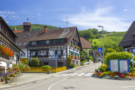 SASBACHWALDEN - JULY 29 2017: Traditional style houses in the Schwarzwald region, Germany.のeditorial素材