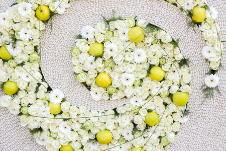 flowers background - rose, gerbera, appleの写真素材