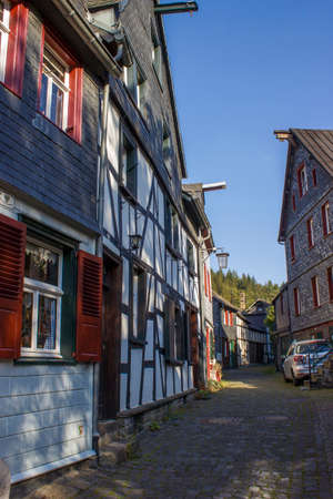picturesque house in the historic center of Monschau, Germanyのeditorial素材