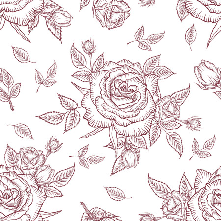 Seamless pattern vintage rose. Floral pattern of roses. Vintage flower background.のイラスト素材
