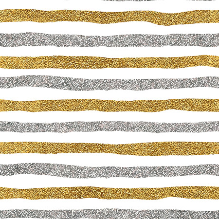 Seamless pattern of gold and silver lines, seamless background grunge golden and silvern stripes, hand drawn vector pattern for textile, wallpaper, web, wrapping, invitation, wedding, card, paperのイラスト素材