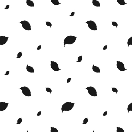 Monochrome autumn leaves seamless pattern, hand painted vector background, black and white leaf for wallpaper, fabric, paper, wrapping, web, textileのイラスト素材