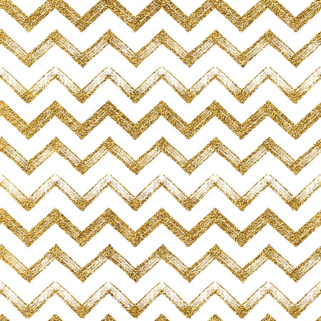 Seamless pattern of gold glitter zigzag chevron, seamless background of golden zig zag stripes, hand drawn vector illustration for textile, wallpaper, web, wrapping, save the date, wedding, card, paperのイラスト素材