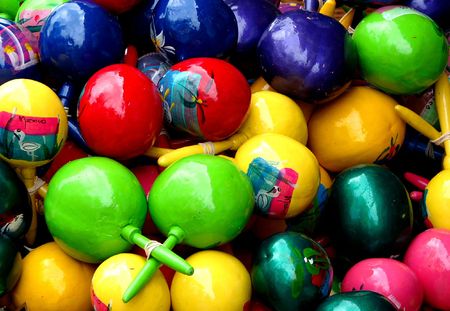 Close-up on colorful Mexican maracas instrumentsの写真素材