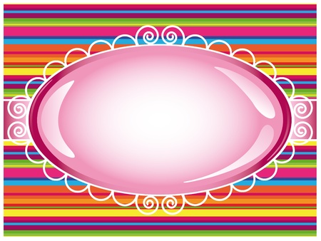 Colorful stripes with border and glossy label, beautiful and fun background for cards, invitation and the likes.のイラスト素材