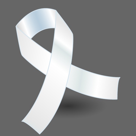 White awareness ribbon over a grey background with drop shadow, simple and effective.のイラスト素材