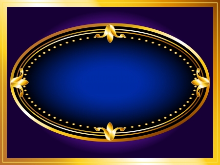 Beautiful vintage look gold frames with rich dark blue velvet, perfect luxurious background for your text or advertisement.のイラスト素材