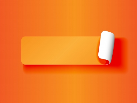 Cute peeling off label or sticker,orange on orange tones with white backing and shadows, ready for your text.のイラスト素材