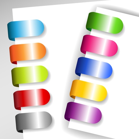 Set of colorful metallic file or paper tags with shadows, perfect for ads and the likeのイラスト素材