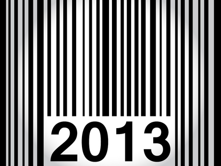 Original way to wish happy new year 2013 with bar code in black over white to grey gradient.のイラスト素材