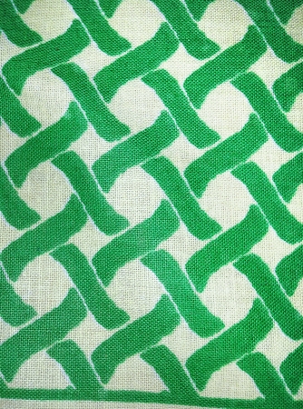 Bold graphic fabric made of woven green and white, or beige, cotton, great textile for arts and crafts background.の写真素材
