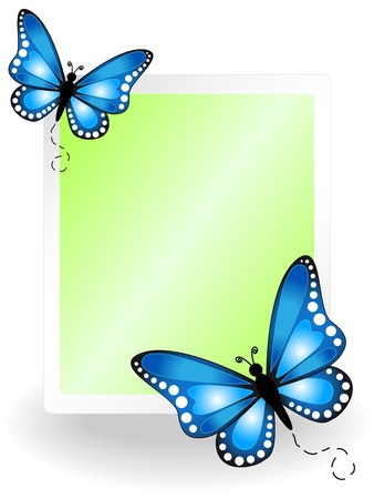 Butterflies with blank message board or tabletのイラスト素材