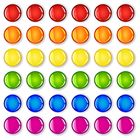 Glossy buttons with shadows in rainbow colors making patternの写真素材