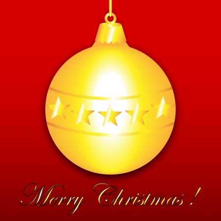 Gold Christmas ornament with stars on red, Merry Christmas greeting cardのイラスト素材