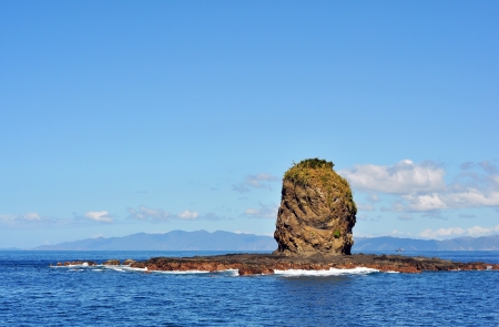 Small tropical island in the Pacific ocean off the coast of Costa Ricaの写真素材