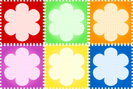 Seamless floral quilt with flower and colorful tilesのイラスト素材