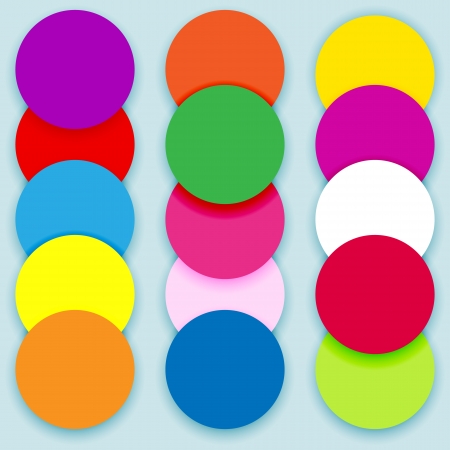 Fun and colorful circles, layered with shadows, labels for textのイラスト素材