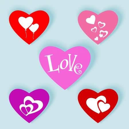 Web buttons with love related icons or symbolsin heart shape, Valentines dayのイラスト素材