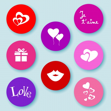 Web buttons with love related icons or symbols, Valentines dayのイラスト素材