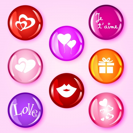 Web glossy buttons with love related icons or symbols, Valentines dayのイラスト素材