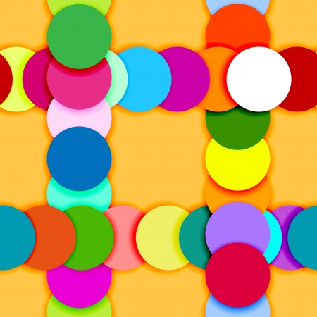 Seamless pattern made of overlayed colorful circles on orangeのイラスト素材