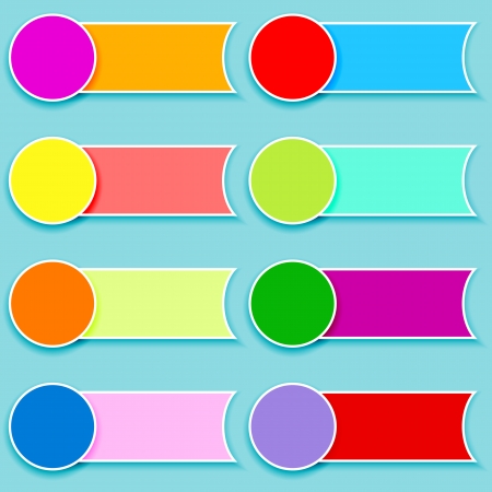 Set of fun multicolor labels, stickies or tags on blue backgroundのイラスト素材