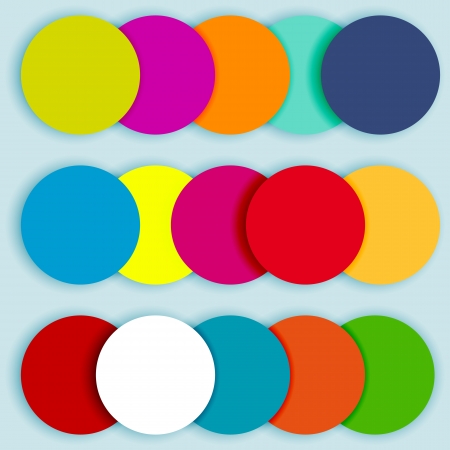 Fun and colorful circles, layered with shadows, labels for textのイラスト素材