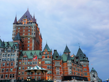 Chateau Frontenac at dusk, Old Quebec, Canadaのeditorial素材