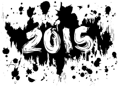 2015 in splatters of black ink or paint, grungy, dirty lookのイラスト素材