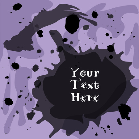 Black ink blot or splatter on purple background signのイラスト素材