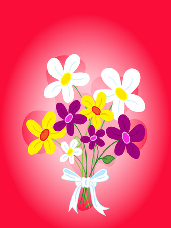 Cute bouquet of hand drawn daisy flowers cardのイラスト素材