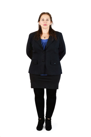 Full body shot of professional middle-aged woman on whiteの写真素材