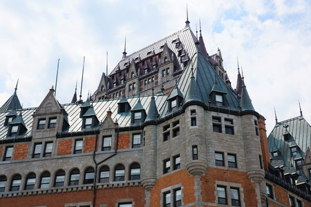 The Chateau Frontenc is a well known hotel and landmark in Old Quebec cityの写真素材