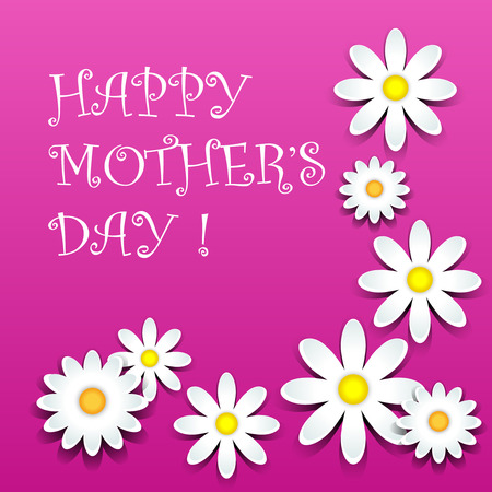 Happy mother day, white daisies over pinkのイラスト素材