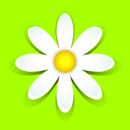 3D daisies over green grass and blue sky background, copy spaceのイラスト素材