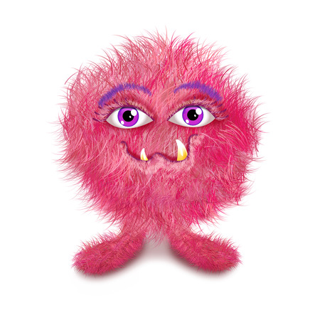 Funny furry monster ball, pinke and purpleの写真素材