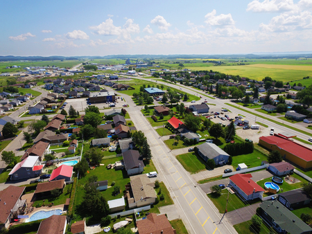 Aerial view of North American small rural townの写真素材