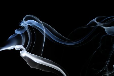Sleek blue and white ribbon-like spirals.の写真素材