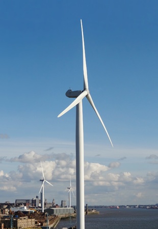 Wind Turbines at Port of Liverpool, England