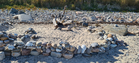 Stones and stones on the beach of the Baltic Sea in Poland