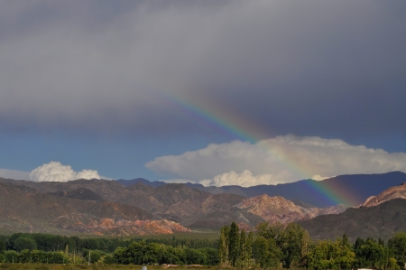 Rainbow in the mountains. The Province of Mendoza. Argentinaの写真素材