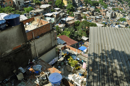 RIO DE JANEIRO, BRAZIL -  FEB 7  Favela Rocinha on Feb 7, 2010  Rocinha is the largest favela in Brazi  About 70000  people live in Rocinha, making it the most populous favela in Brazil のeditorial素材